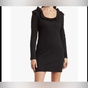 19 Cooper Black Knit Dress with Ruffle Collar - NWOT. Size XS